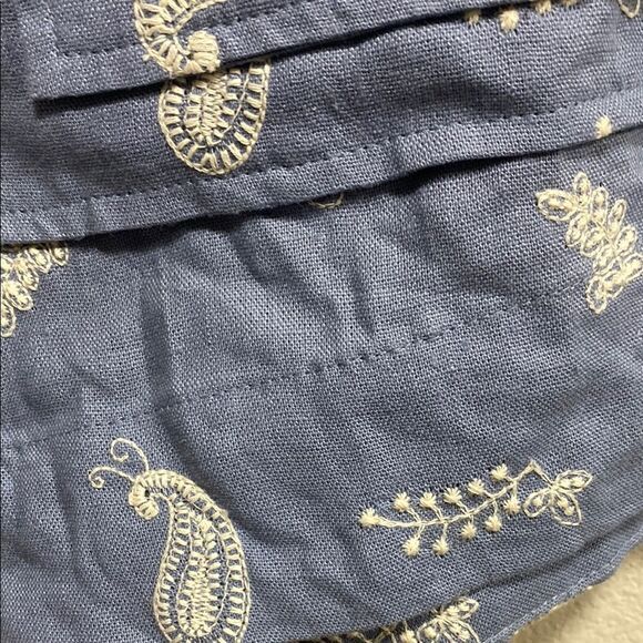 House of Harlow Boho Embroidered Paisley Linen Blend Paperbag Shorts Sz L - Picture 7 of 13